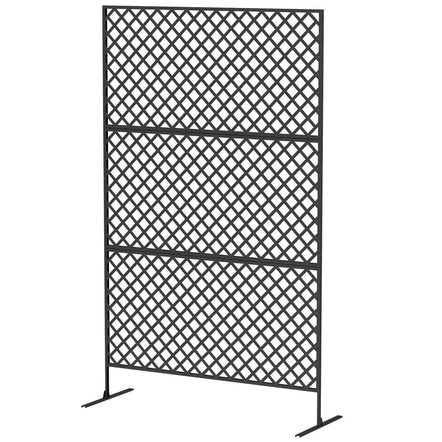 Rumdeler 3-delt 122 x 198 cm fritstående skærm i gitter, skillevæg 3-delt privat skærm af stål, udendørs rumdeler privat skærm s