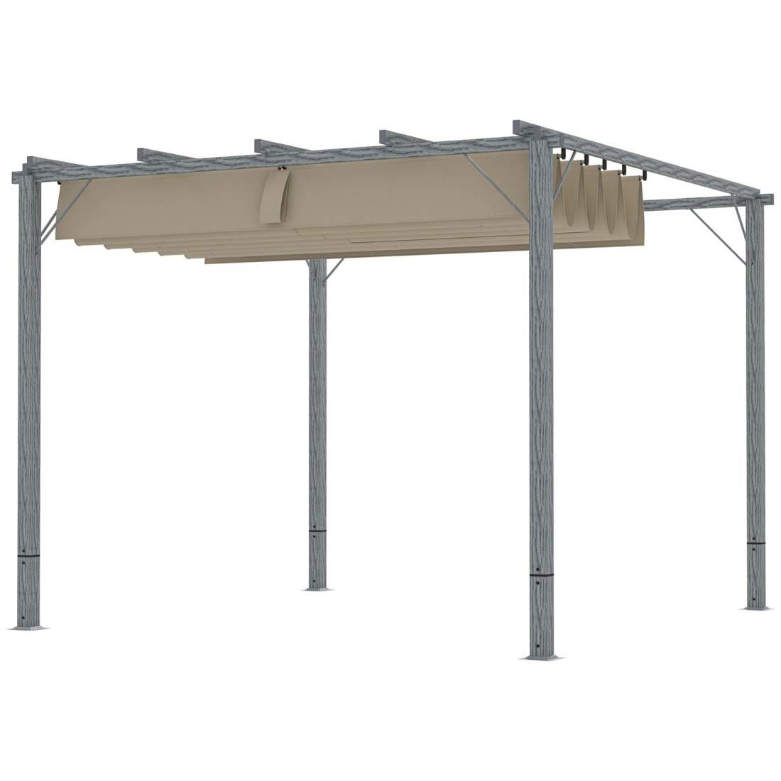 Pergola ca. 3x3m trädgårdspaviljong med magnetplatta, altantak av aluminium, trädgårdspaviljong med justerbart tak, fristående, | Hem & Hobby - Hem & Hushåll - Trädgårdsartiklar - Pergola | Pryloteket