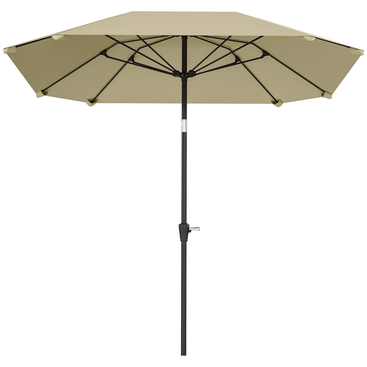 Parasol Ø233 cm, parasol med foldefunktion, ottekantet altanparasol, strandparasol, vindtæt, stabil markedsparaply, krankparasol