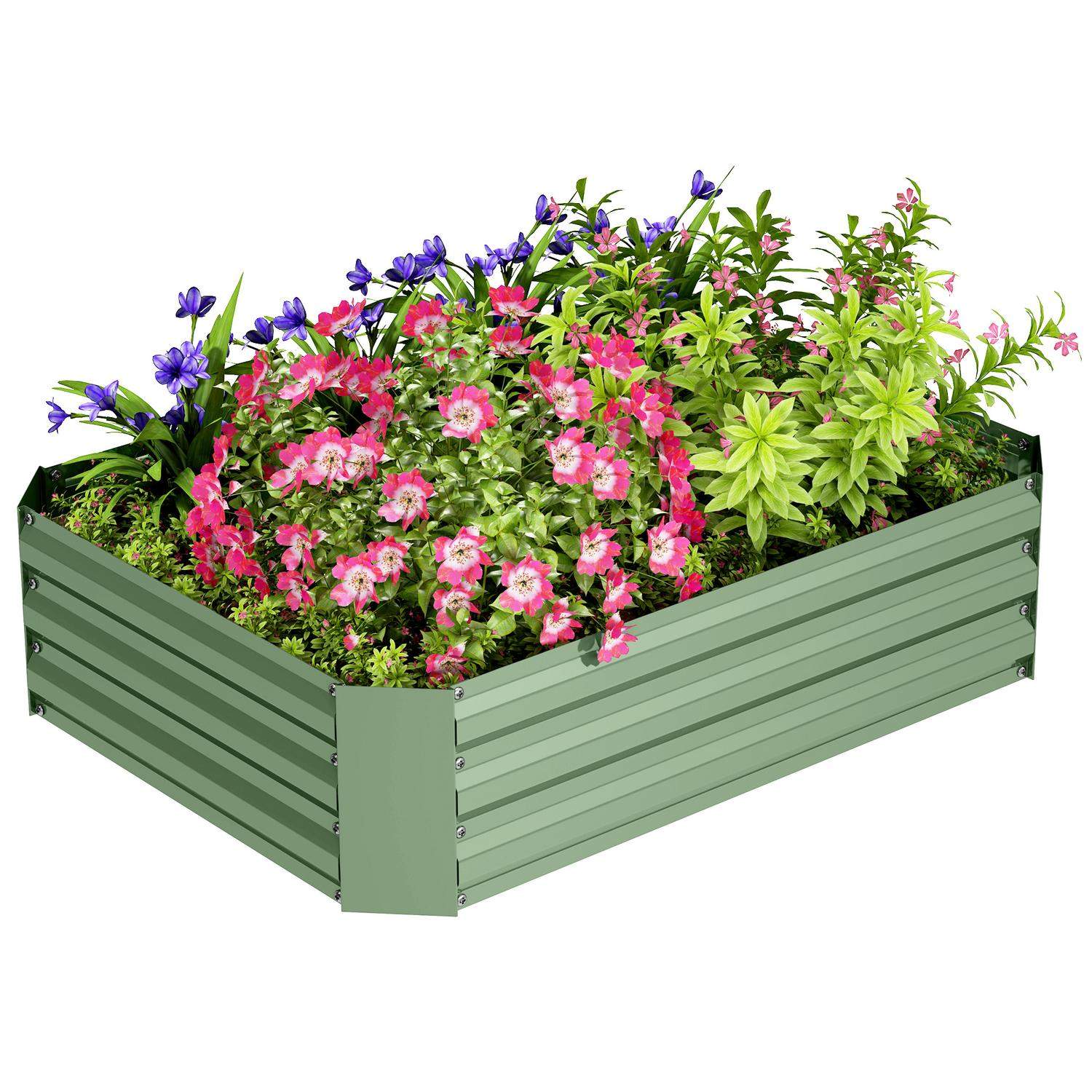 Højbed af stål, plantebed, kold ramme, havebed, blomsterkasse, stabelbar, plantekasse, grøntsagsbed, 120 x 90 x 30 cm til haven,