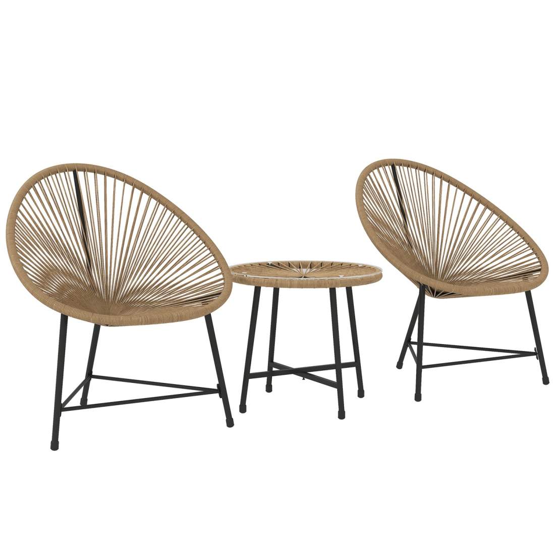 Trädgårdsmöbelset i polyrattan, utelounge balkongmöbler för 2 personer, 3-delad sittgrupp med 2 stolar, bord, väderbeständig trä | Hem & Hobby - Hem & Hushåll - Trädgårdsartiklar - Trädgårdsbord | Pryloteket