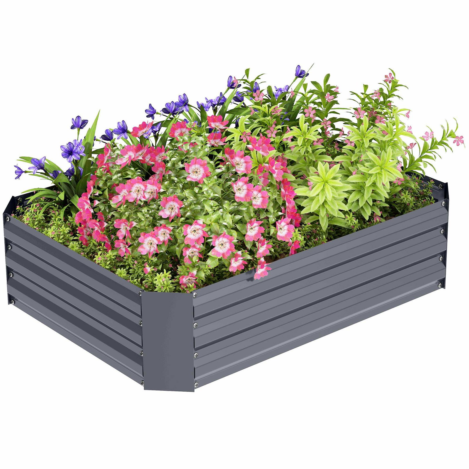 Højbed af stål, plantebed, kold ramme, havebed, blomsterkasse, stabelbar, plantekasse, grøntsagsbed, 120 x 90 x 30 cm til haven,