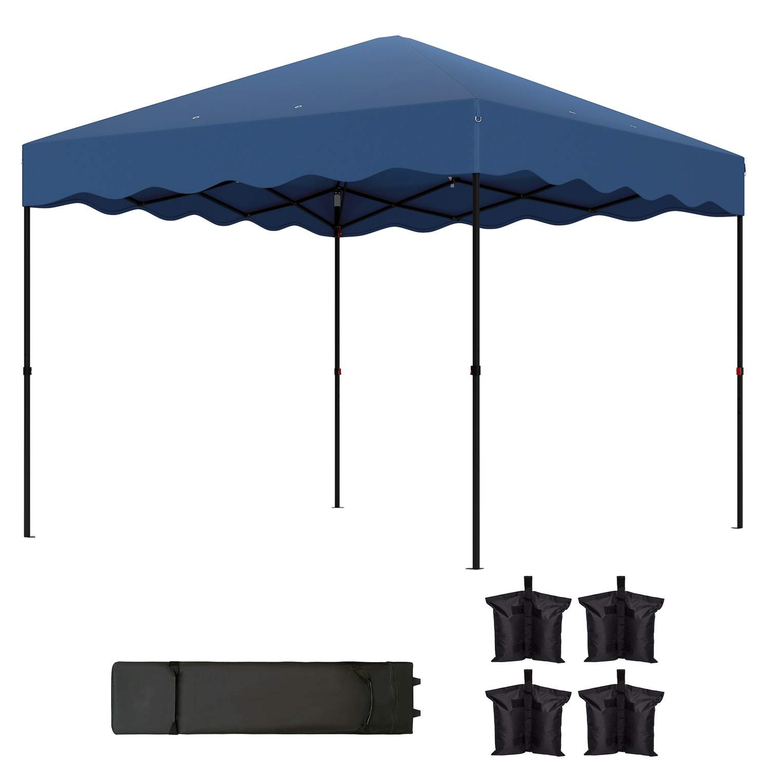 Pavillon ca. 3x3m, vandafvisende, stabil, vintersikker pop-up foldepavillon med UV-beskyttelse 50+, sammenfoldeligt partytelt, h
