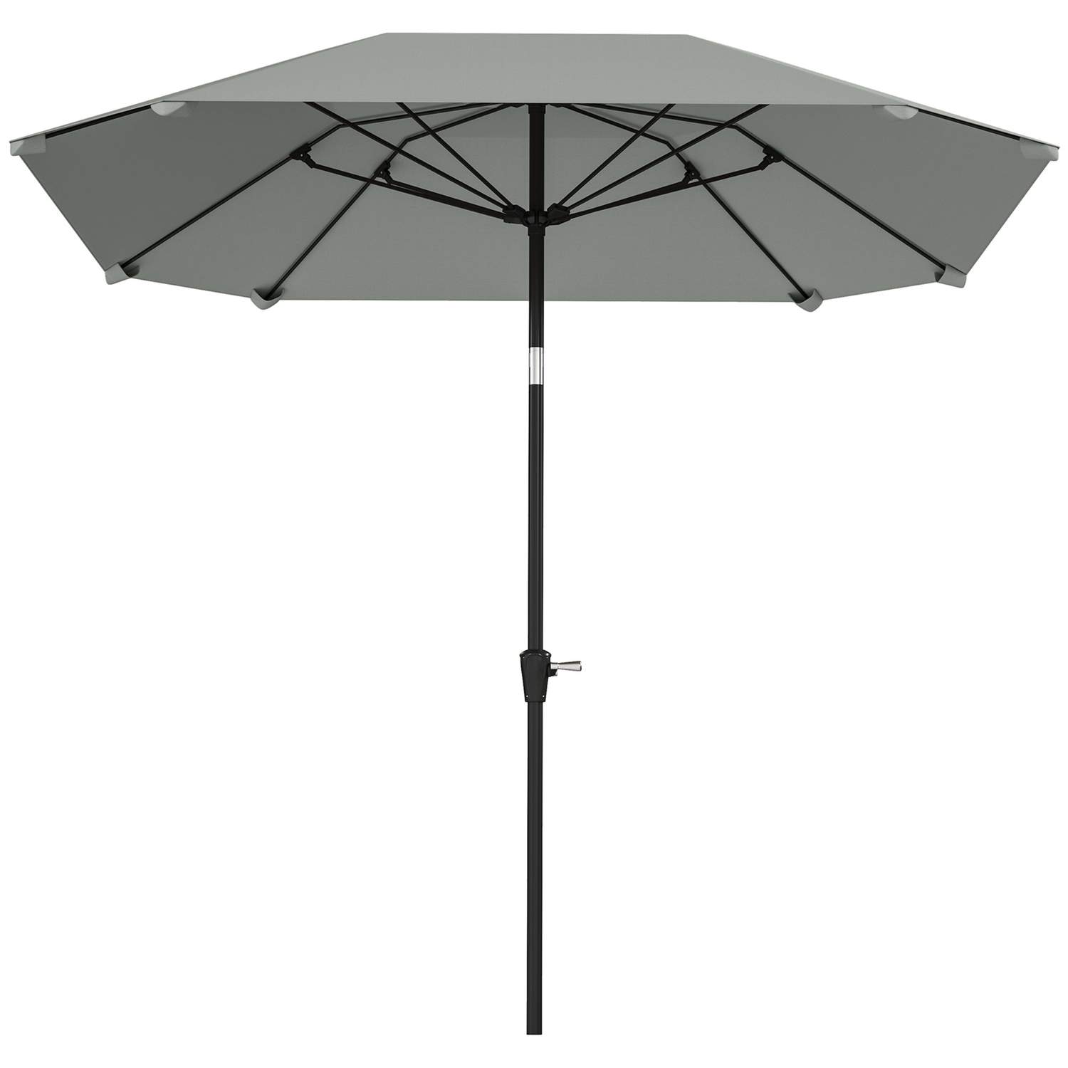 Parasol Ø233 cm, parasol med foldefunktion, ottekantet altanparasol, strandparasol, vindtæt, stabil markedsparaply, krankparasol