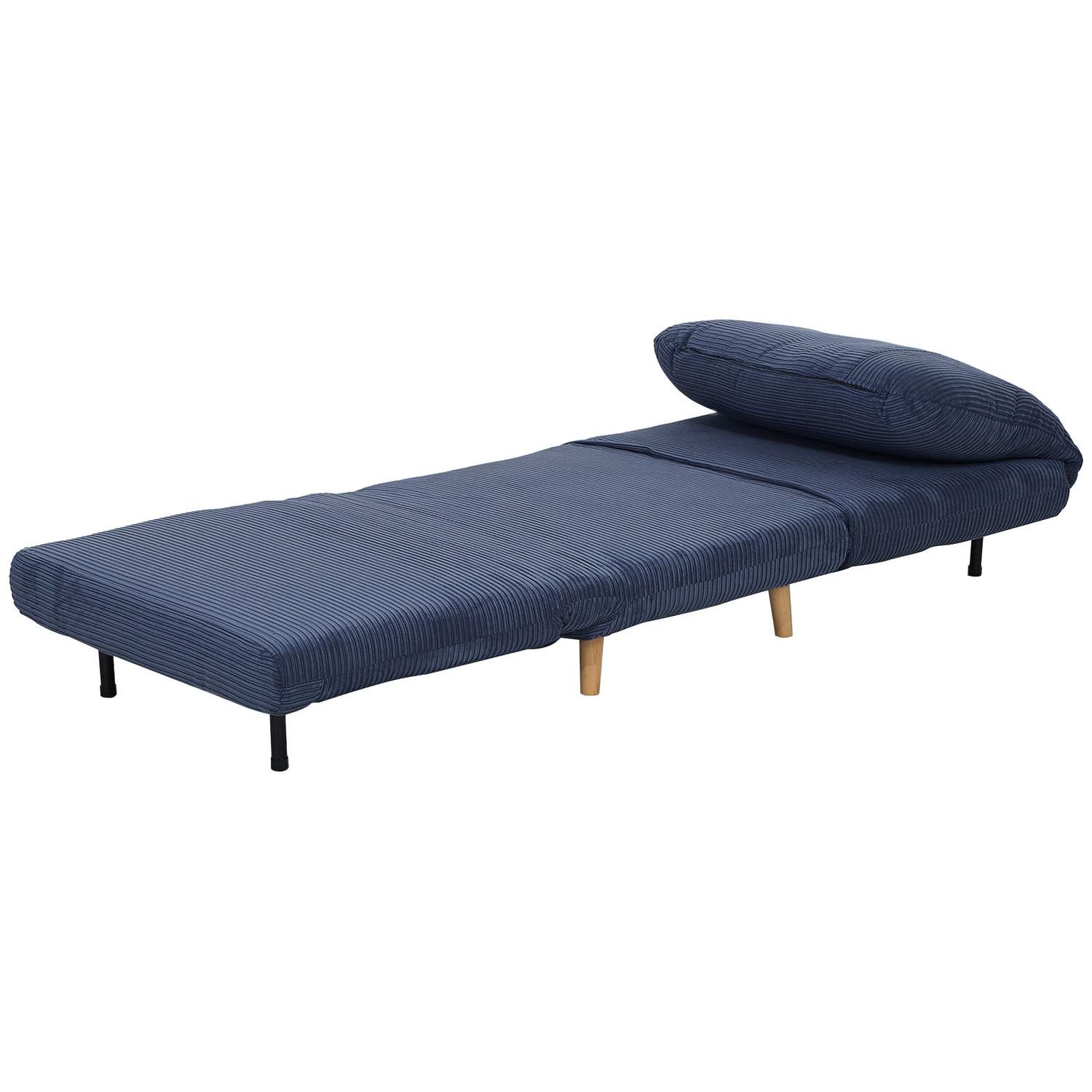 2-i-1 sovesofa, stoleseng, justerbar foldemadras, gæsteseng i fløjlsbukslook, til soveværelse, stue, blå, 82 x 89 x 83 cm Aosom