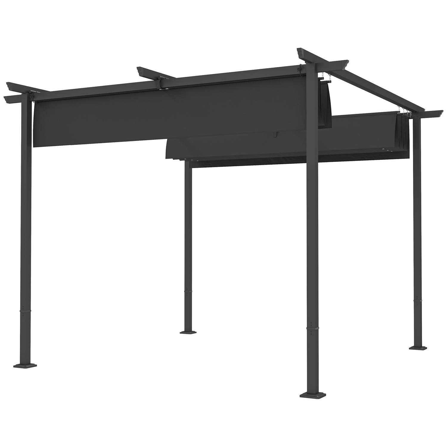 Pergola 3x3m havepavillon terrassetag af metal, havepavillon med justerbart tag, UV-beskyttelse 30+ fritstående solafskærmning t