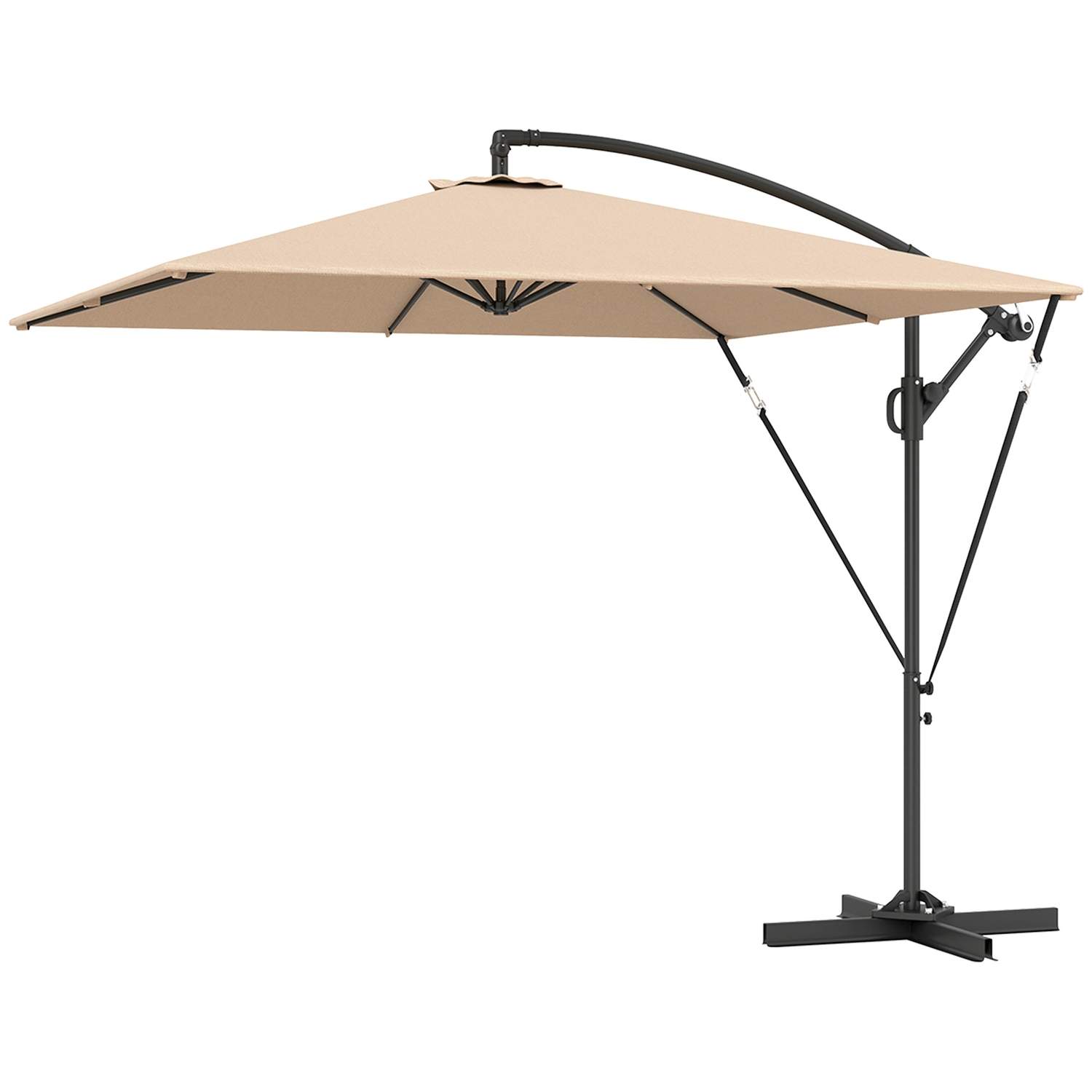 Cantilever paraply Ø260 cm parasol med UV-beskyttelse 50+ vandafvisende krank paraply med stativ, dæksel, håndsving, vindlås, ma