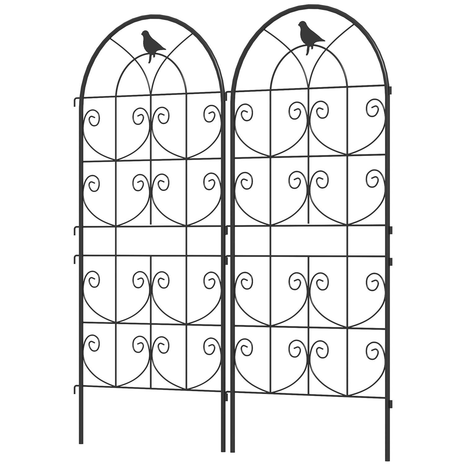 Metal espalier Sæt med 2 til tilstopning af rustfast espalier med fugledesign til klatreplanter 50 x 120 cm espalier til stuepla