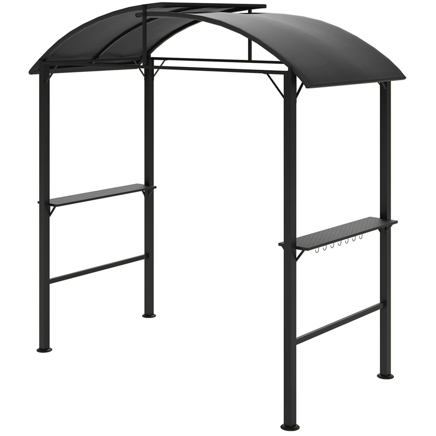 Grillpavillon 233 x 110 x 235 cm vindtæt havepavillon med dobbelttag, hylder, havepavillon med UV-beskyttelse, BBQ-pavillon i st