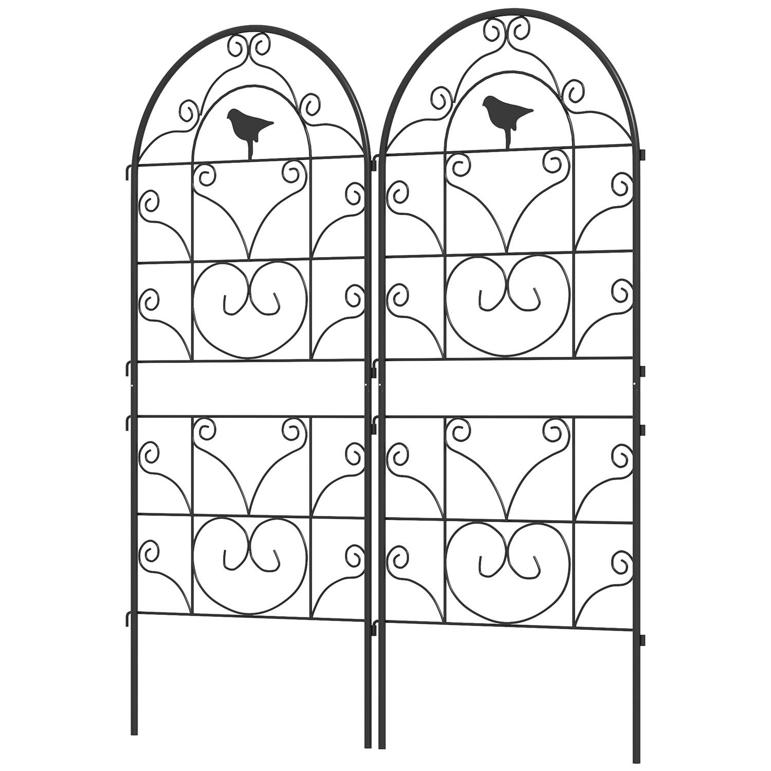 Metal espalier Sæt med 2 til tilstopning af rustfast espalier med fugledesign til klatreplanter 50 x 120 cm espalier til stuepla
