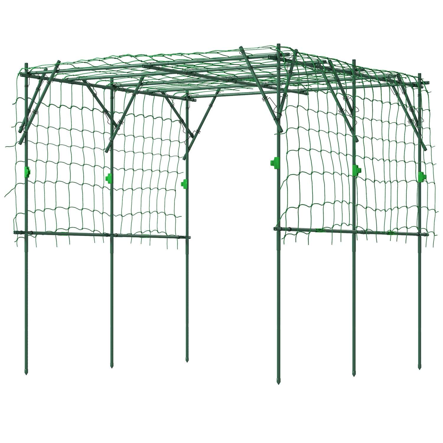 Trellis lavet af rustfrit stål espalier med trekantet støttedesign 223x223x223 cm rosenbue til klatreplanter haveespalier til st