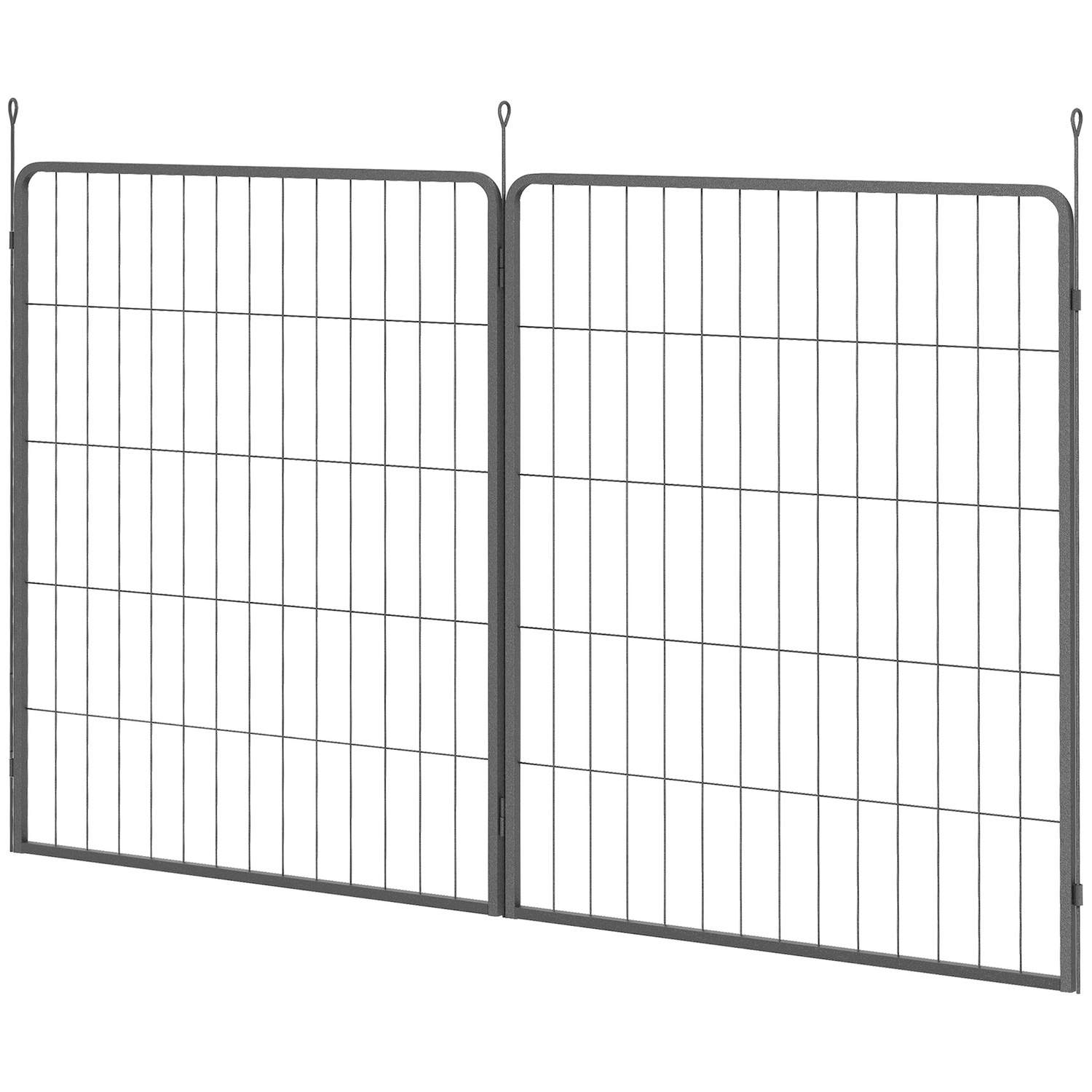 Sæt med 2 udtræk 2 hundehegn paneler til udendørs indhegninger, 80 x 100 cm stål hvalpehegn, til små til store hunde sort Aosom