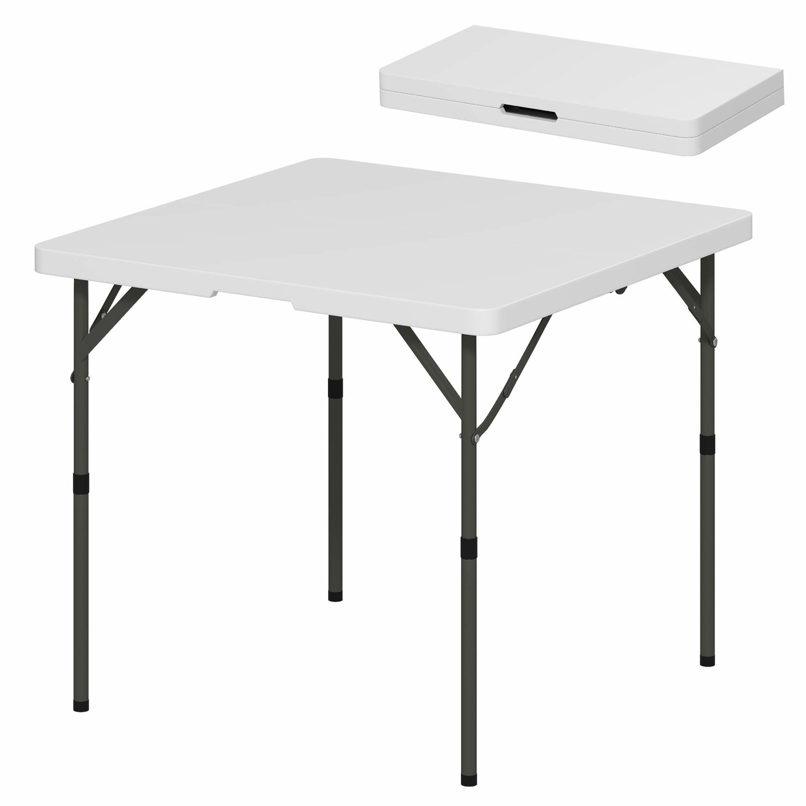 Picknickbord, hopfällbart campingbord, höjdjusterbart hopfällbart bord, för trädgårdsfester, camping, grill, plast, metall, vit | Hem & Hobby - Hem & Hushåll - Kök - Servering | Pryloteket