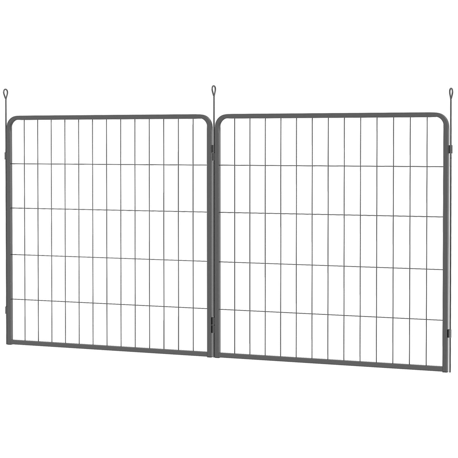 Sæt med 2 forlænger 2 hundehegn til udendørs indhegninger, 80 x 80 cm stål hvalpehegn, til små og mellemstore hunde sort Aosom