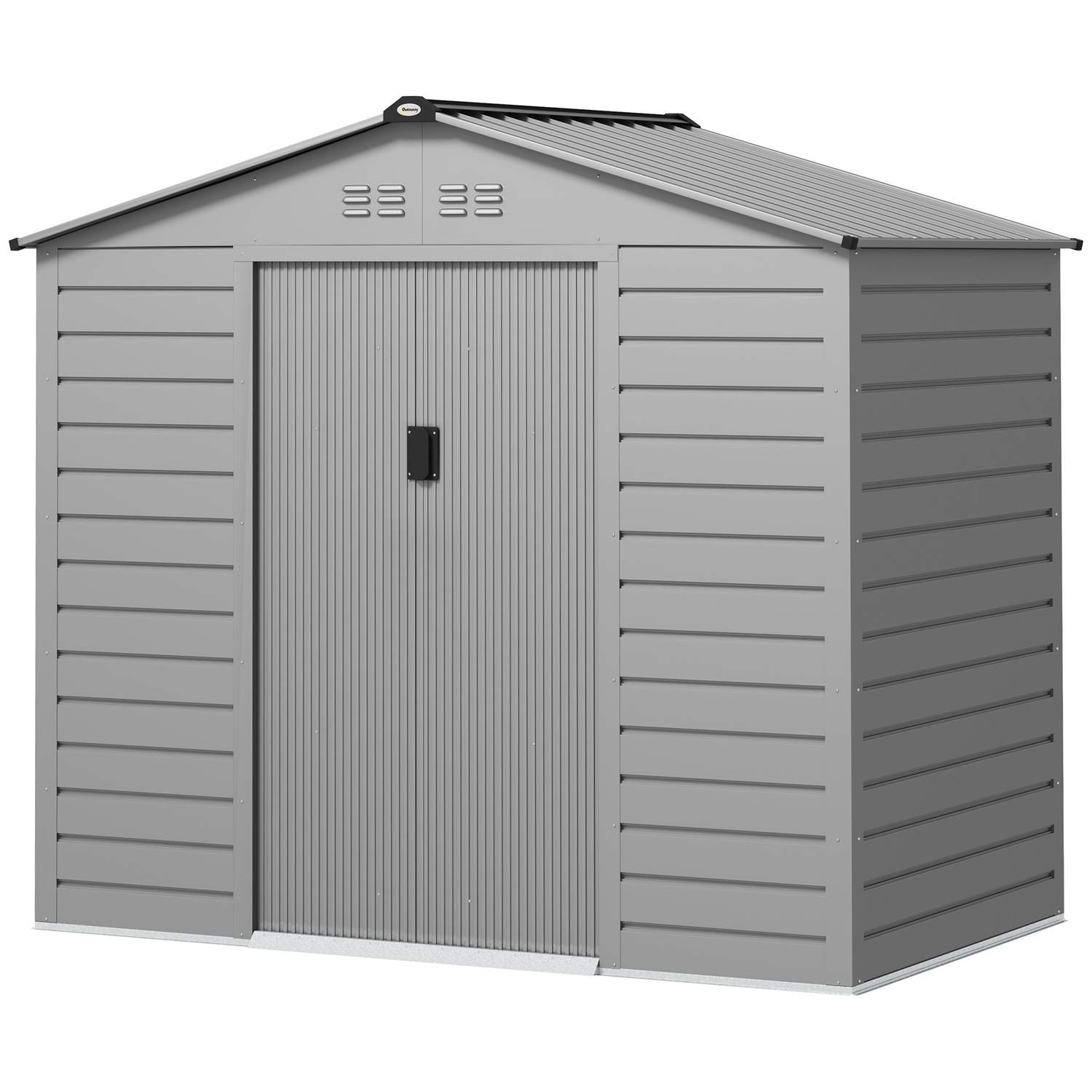 Galvaniseret stål redskabsskur 2,43? 213x131x192cm Redskabsskur med gavltag, Låsbar Skydedør, Vejrbestandig Haveskur, Udendørs H