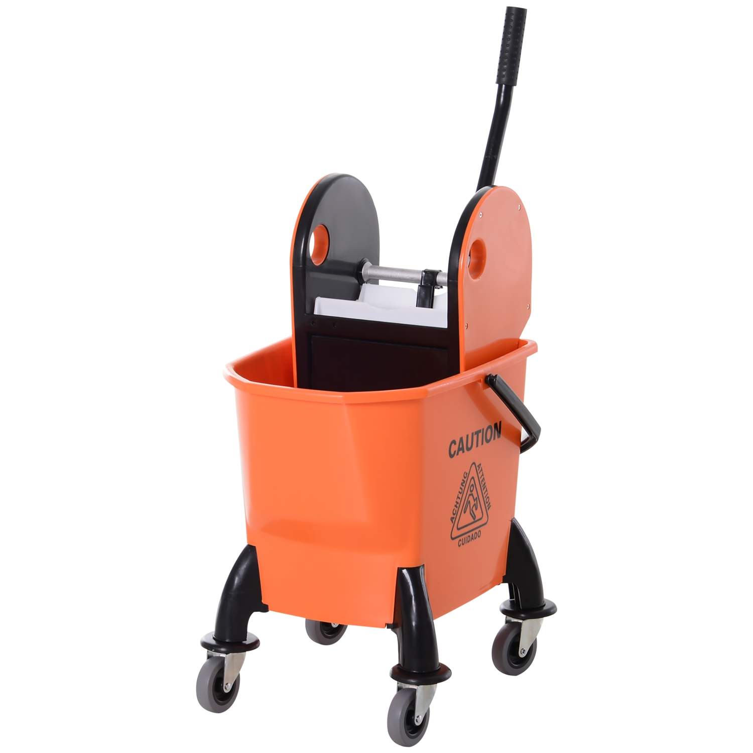 Rengøringsvogn, rensevogn med vride, 26 liters rensespand, mobilspand, tørrevogn, krog til moppe, husholdningsvogn med 4 hjul, o