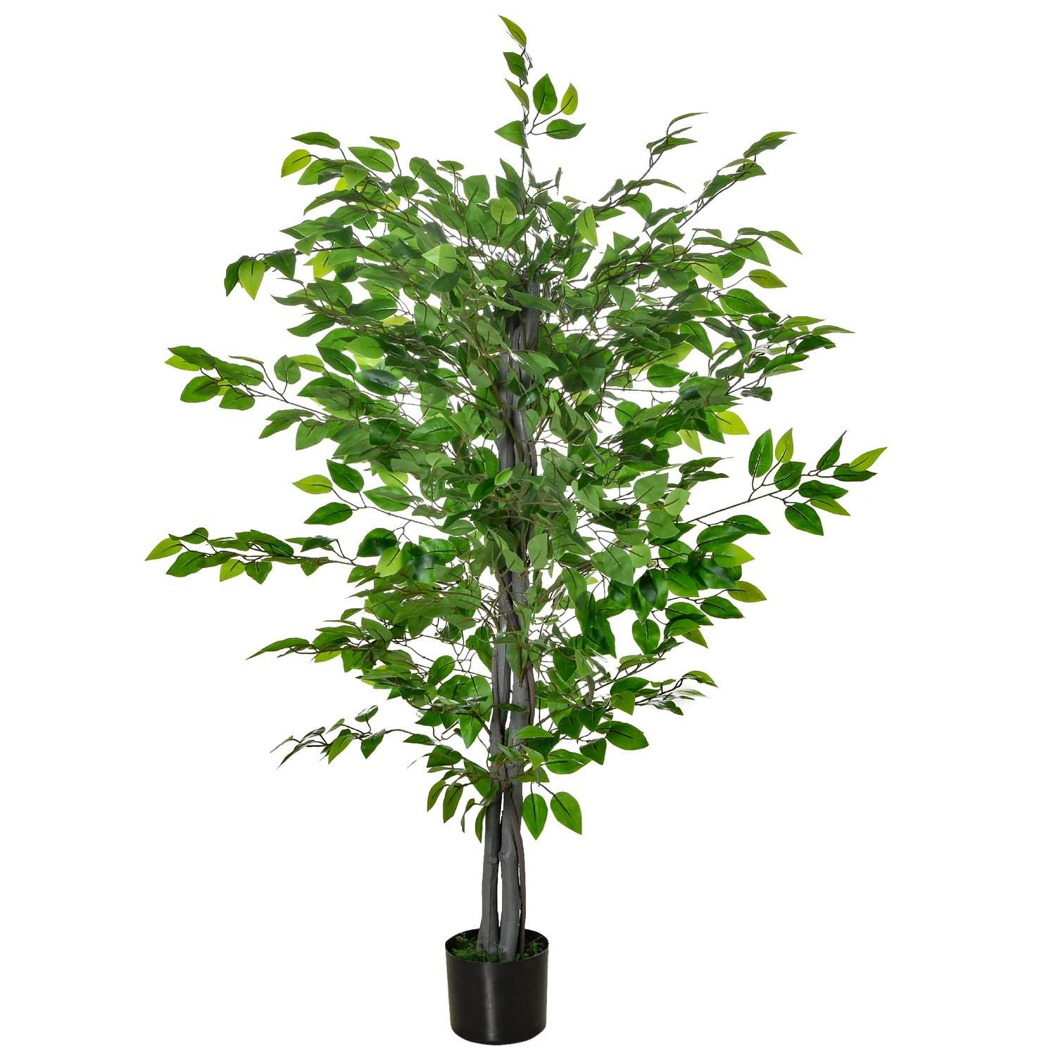Kunstig Ficus Træ Stor 135 cm Kunstig Plante, Kunstig Plast Planter Ficus i Pot, Kunstigt Træ Som Ægte med Cement, Kunstigt Græs