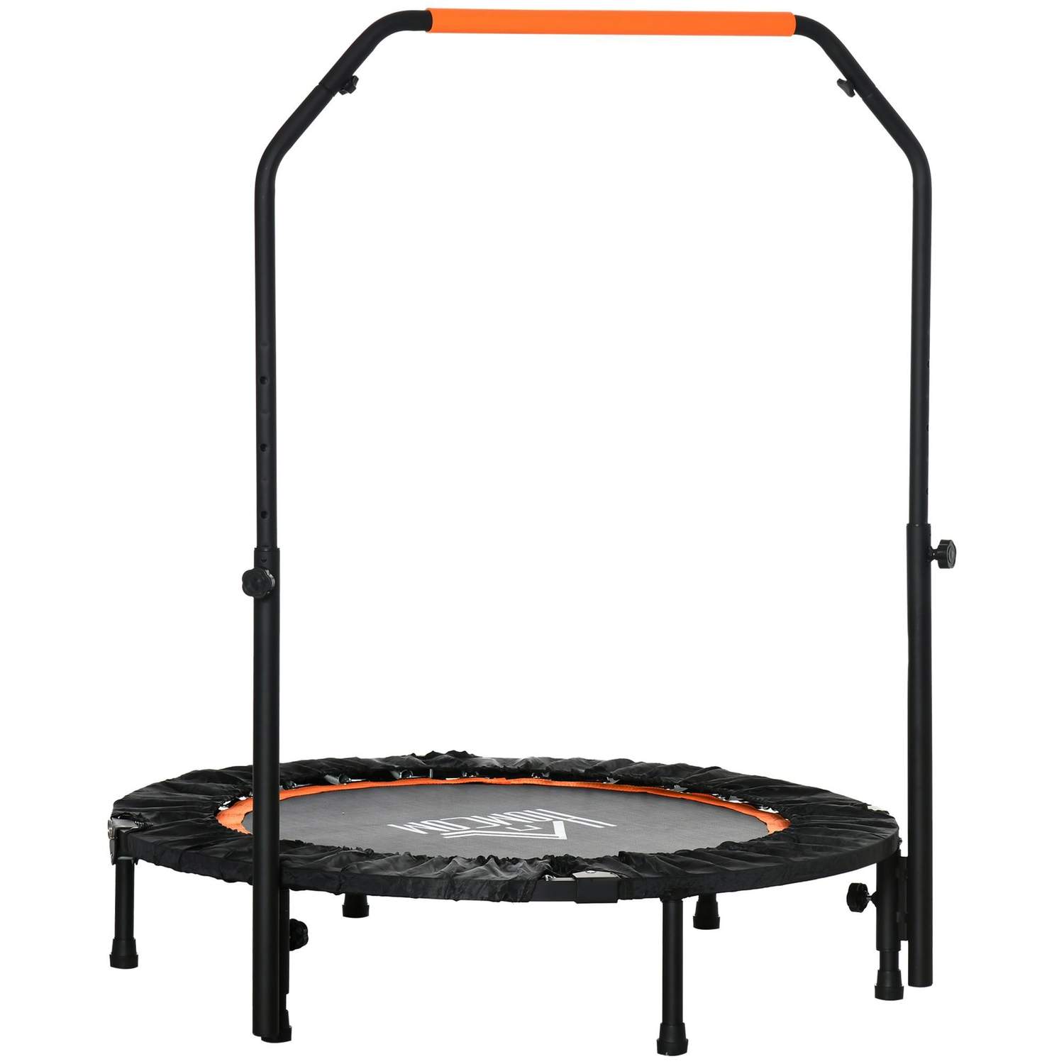 102 cm Fitness Trampolin, Sammenfoldelig Mini Trampolin med fire-vejs højdejusterbart håndtag, Fitness Rebounder til voksne, op