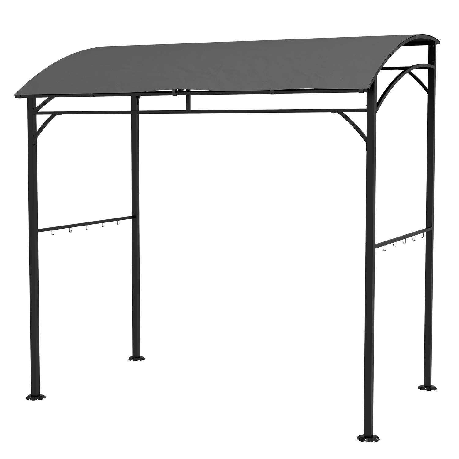 Grillpavillon 215 x 150 x 220 cm, vandafvisende havepavillon med buet tag, havepavillon med kroge, BBQ-pavillon, havetelt, grill