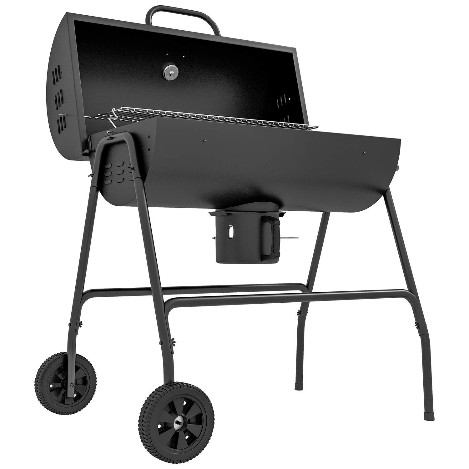 Metal Kulgrill BBQ Ryger med Låg Termometer Hjul Justerbar Kulbakke Håndtag Mobil Grillvogn Kulgrill Kulgrill til Barbeque Campi