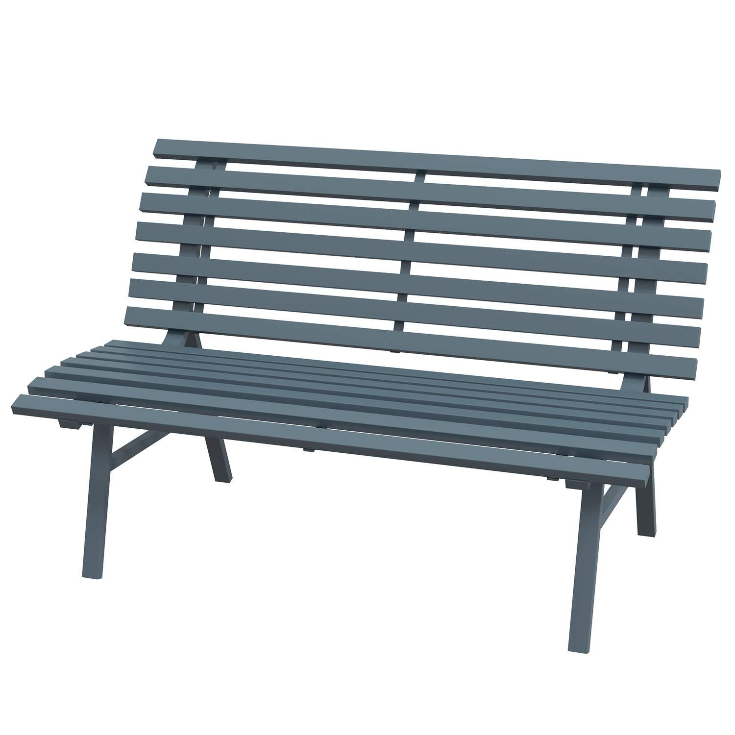 2-personers havebænk af aluminium, vejrbestandig bænk, UV-bestandige havemøbler med lameldesign, parkbænk 240 kg bæreevne, balko