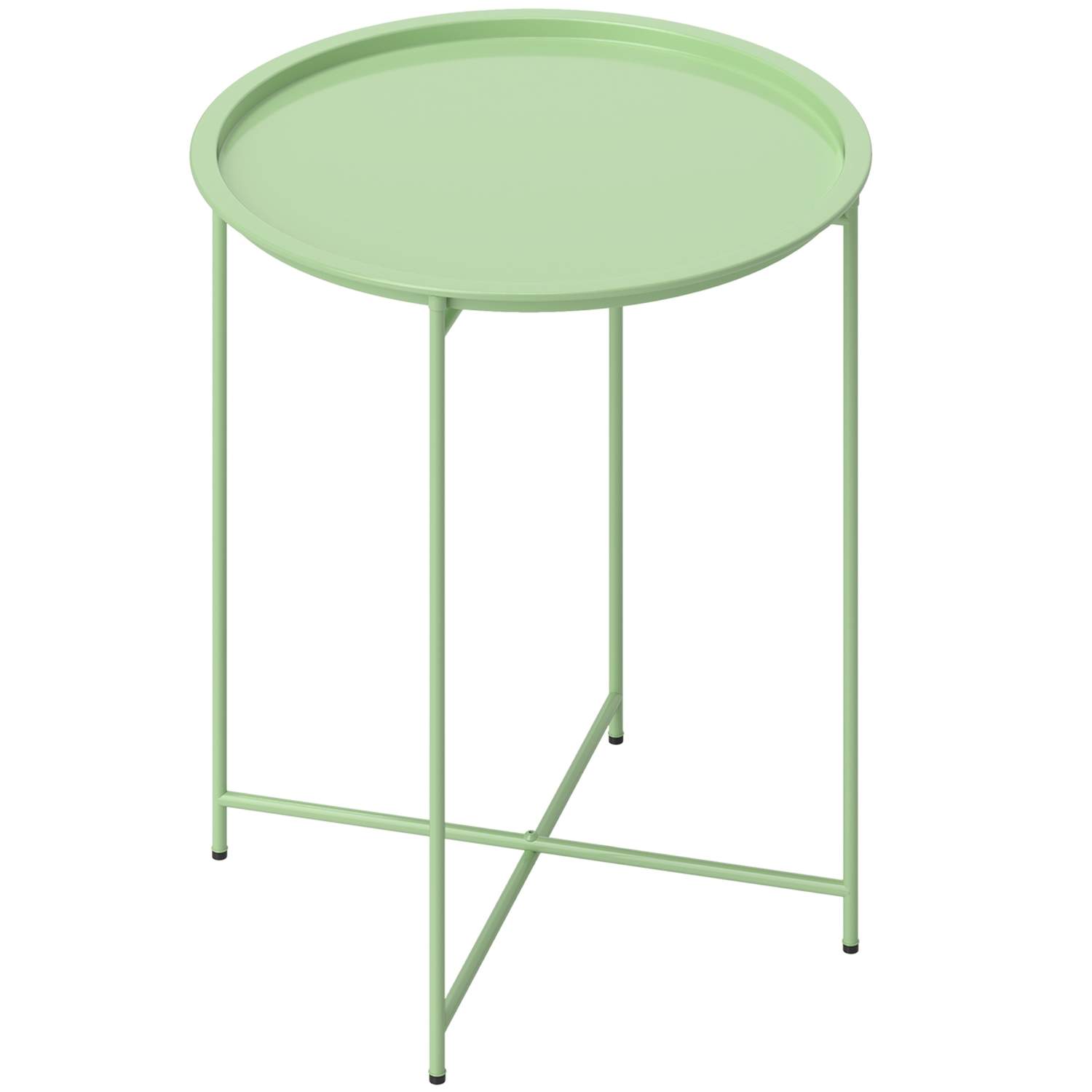 Sidebord, klaphavebord, diameter 46 x 50 cm, rundt, vejrbestandigt, altanbord med klapbordsben, campingbord, klapbord, sofabord