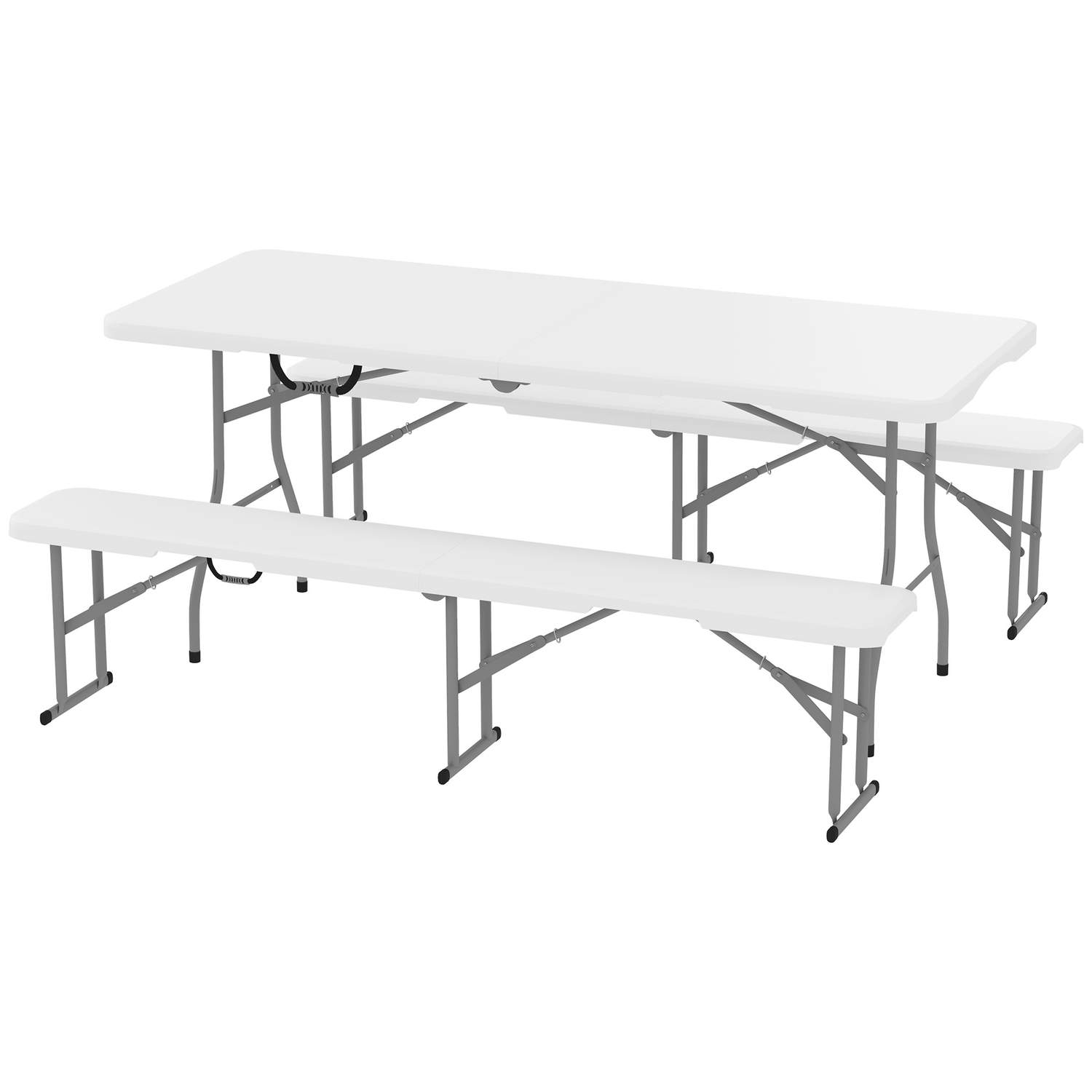 Øltelt sæt foldbart 3-delt sæt campingbord, 2 ølbænke med bærehåndtag, teltsæt ølbordsæt til altan, have, festtelt 180 x 74 x 74