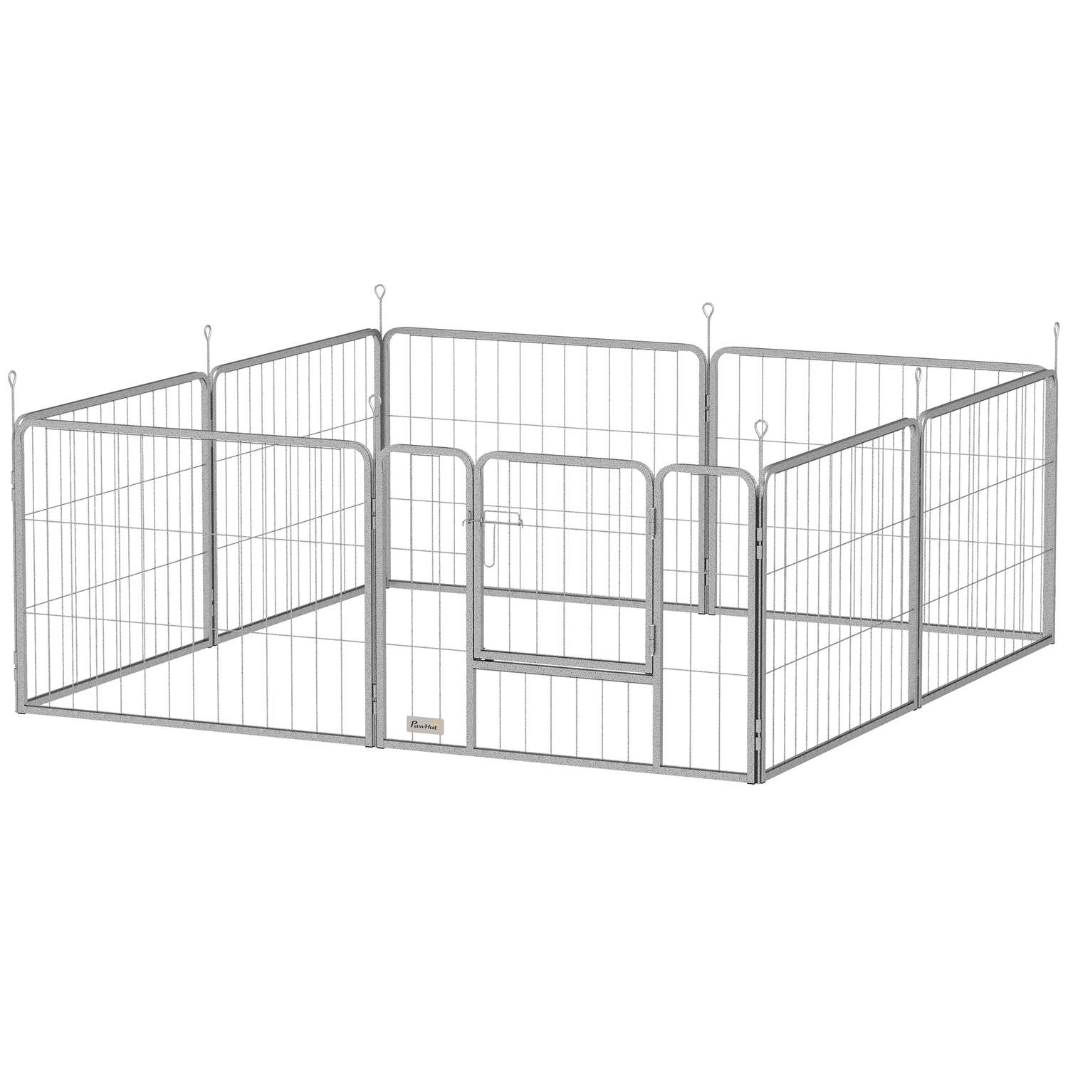 Hvalpegård 60 cm høj, 8-delt hundegård, hvalpegård med bælte og dør, udendørs indhegning til små til mellemstore hunde, marsvin,
