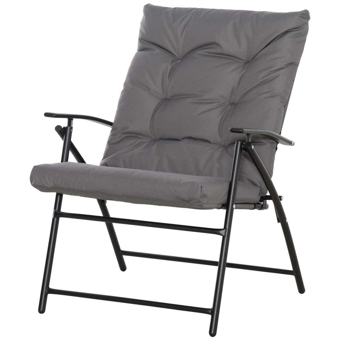 Campingstol Vikbar trädgårdsstol med metallram Justerbart ryggstöd Vikstol Vikstol för Pool Beach Oxford Grey Aosom | Hem & Hobby | Pryloteket
