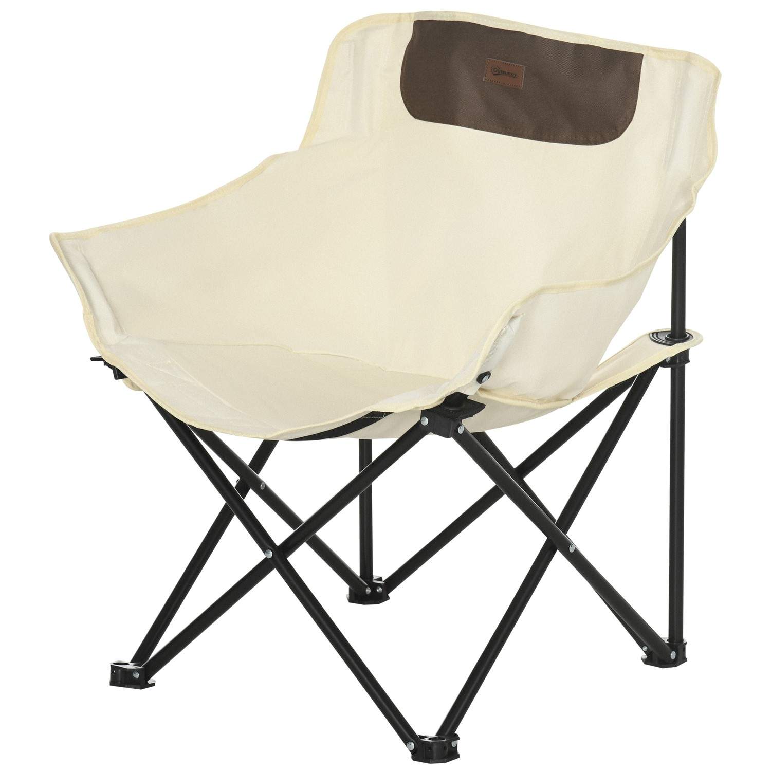 Campingstol Folding Havestol med Sidelomme Stålben Foldestol med bæretaske til Pool Beach Oxford Hvid