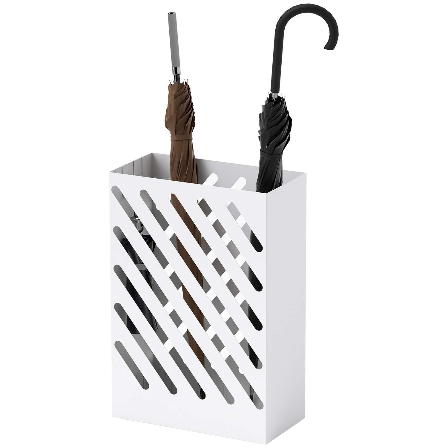 Paraplystativ Paraplystativ med 4 kroge og vandopsamlingsbakke Paraplyholder til spadserestokke og paraplyer Stål 28 x 14 x 41 c