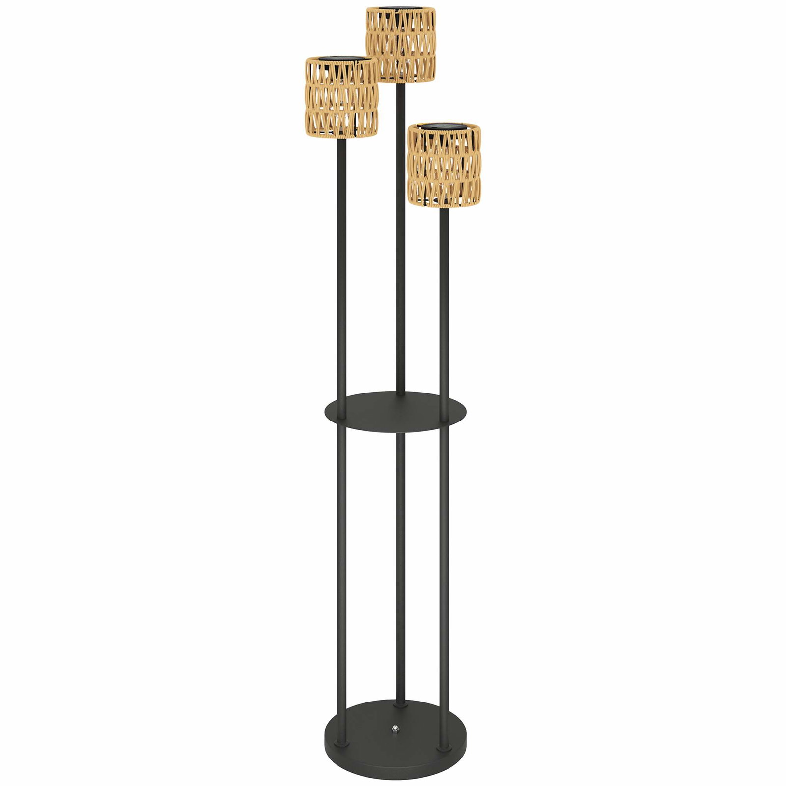 Solar gulvlampe rattan solcellelamper med lyssensor 3 lys hylde solar lys i boho stil IP44 vandtæt solar lampe udendørs lampe so