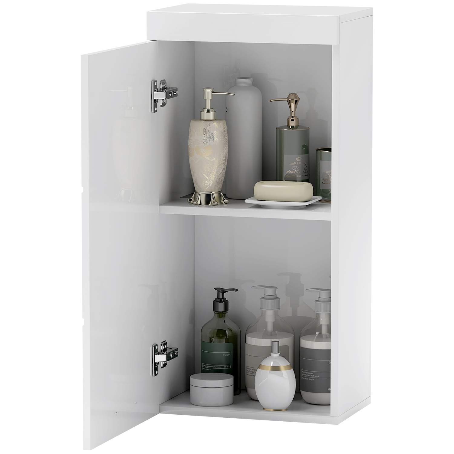 Vægskab med dør, Badeværelsesskab, Køkkenskab med 2 niveauer, Væghængt medicinskab Hvid 37,2 x 24,5 x 76,8 cm