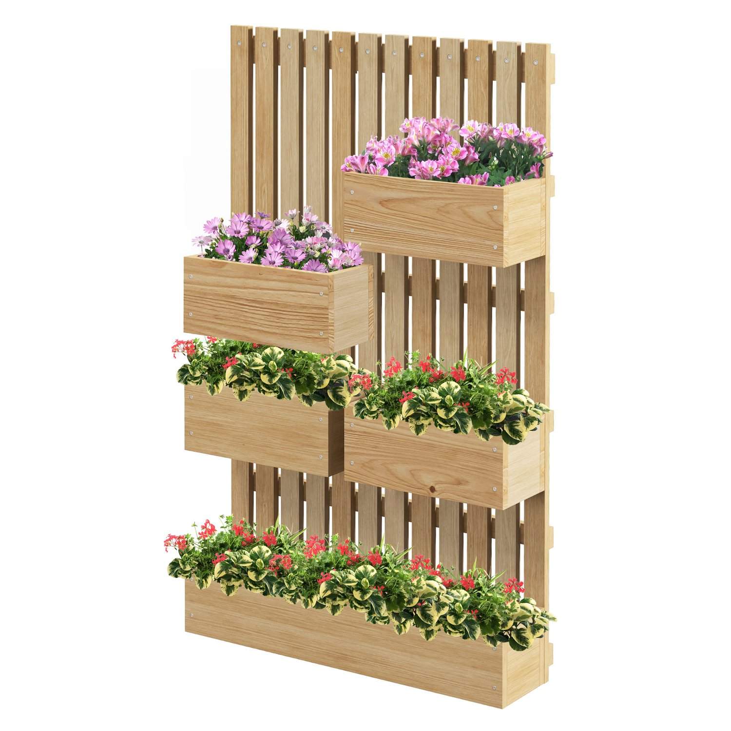 Højbed i træ, justerbart plantebed med espalier, kold ramme, havebed, blomsterkasse, plantekasse, 60 x 16 x 100 cm til haven, al