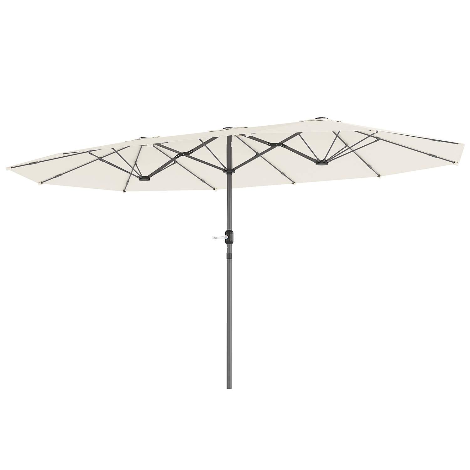 Dobbelt Parasol 436 x 260 cm, UV Beskyttet Stål Parasol med Håndsving, Oval Balkon Paraply Strand Paraply Vindtæt Stald Marked P