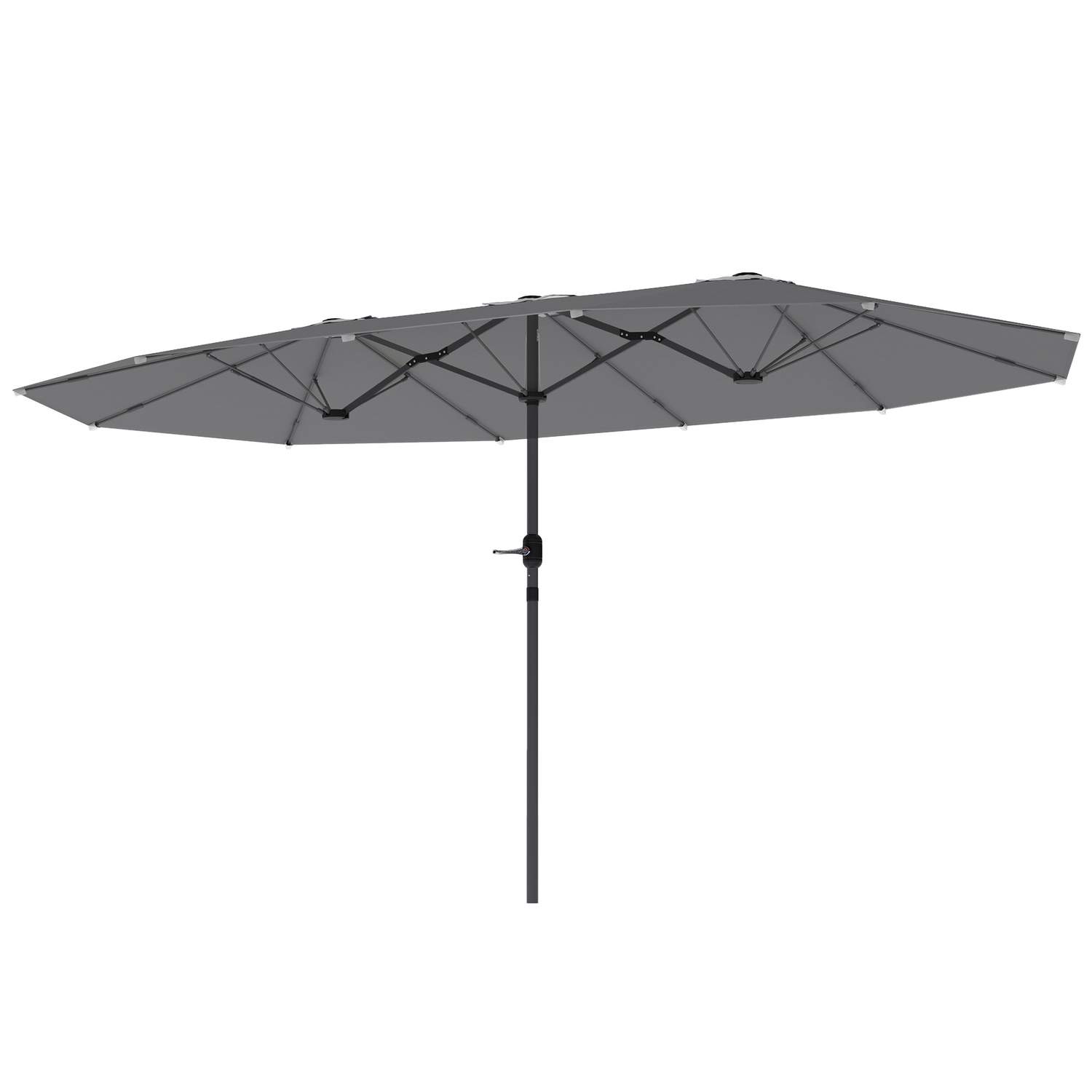 Dobbelt Parasol 436 x 260 cm, UV Beskyttet Stål Parasol med Håndsving, Oval Balkon Paraply Strandparasol Vindtæt Stald Market Pa