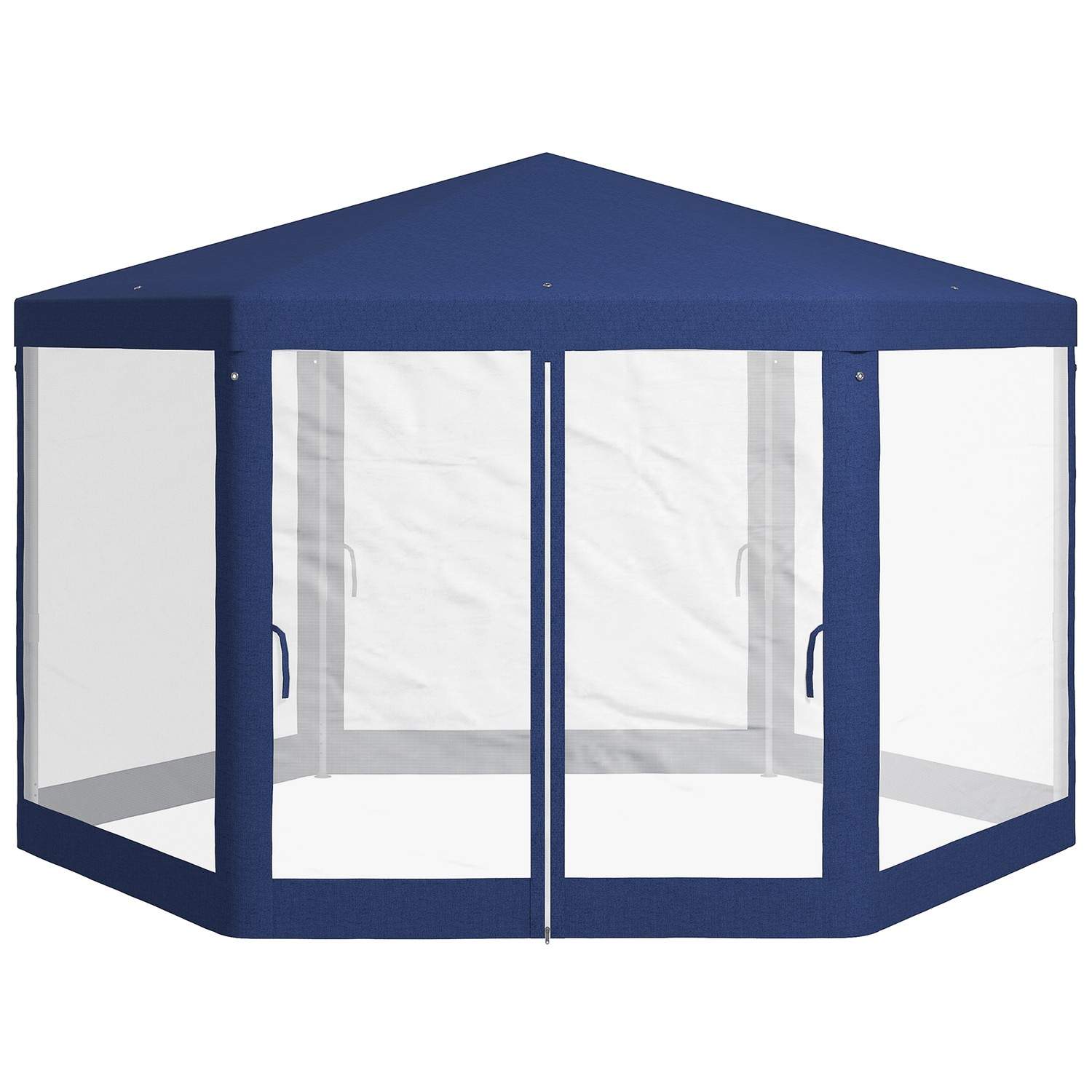 Gazebo 4x3m sekskantet vandafvisende stabil vintertæt pavillon med myggenet Partytelt Havetelt med 6 sidepaneler Havepavillon ti