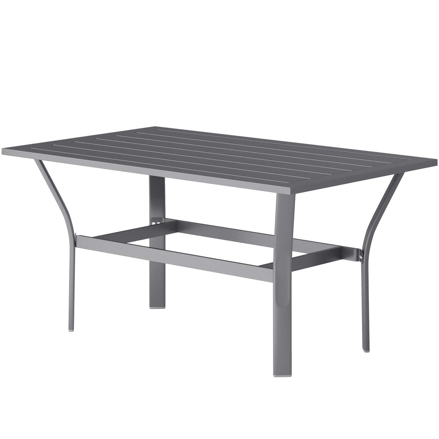 Sidebord metal altanbord med lamel design vejrbestandigt sofabord havebord letplejet sofabord udendørs bord til altan haveterras