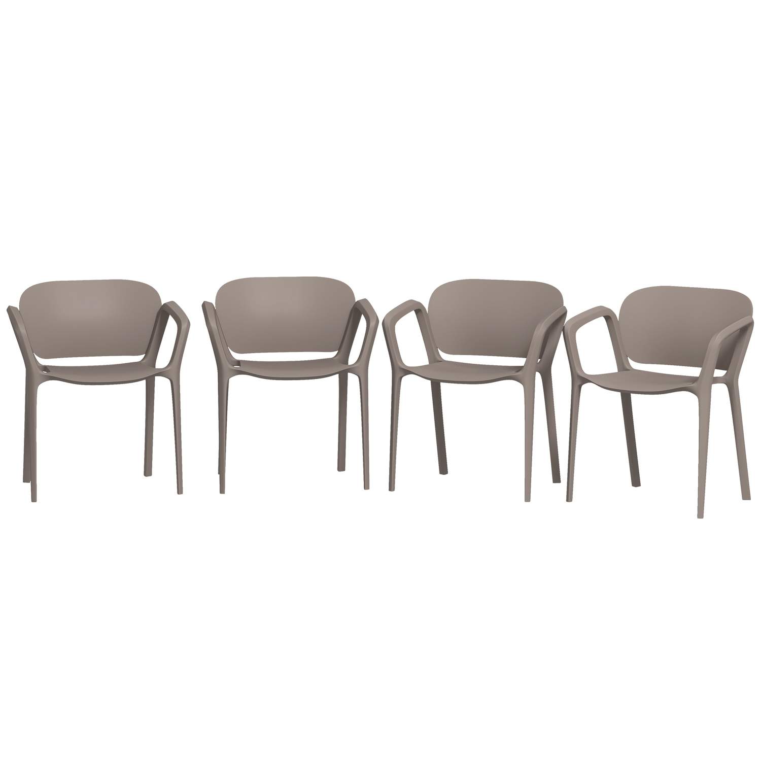 Havestolesæt med 4 vejrbestandige havestole lavet af plastik stabelstol med armlæn ryglæn stabelbar terrassestol bæreevne op til