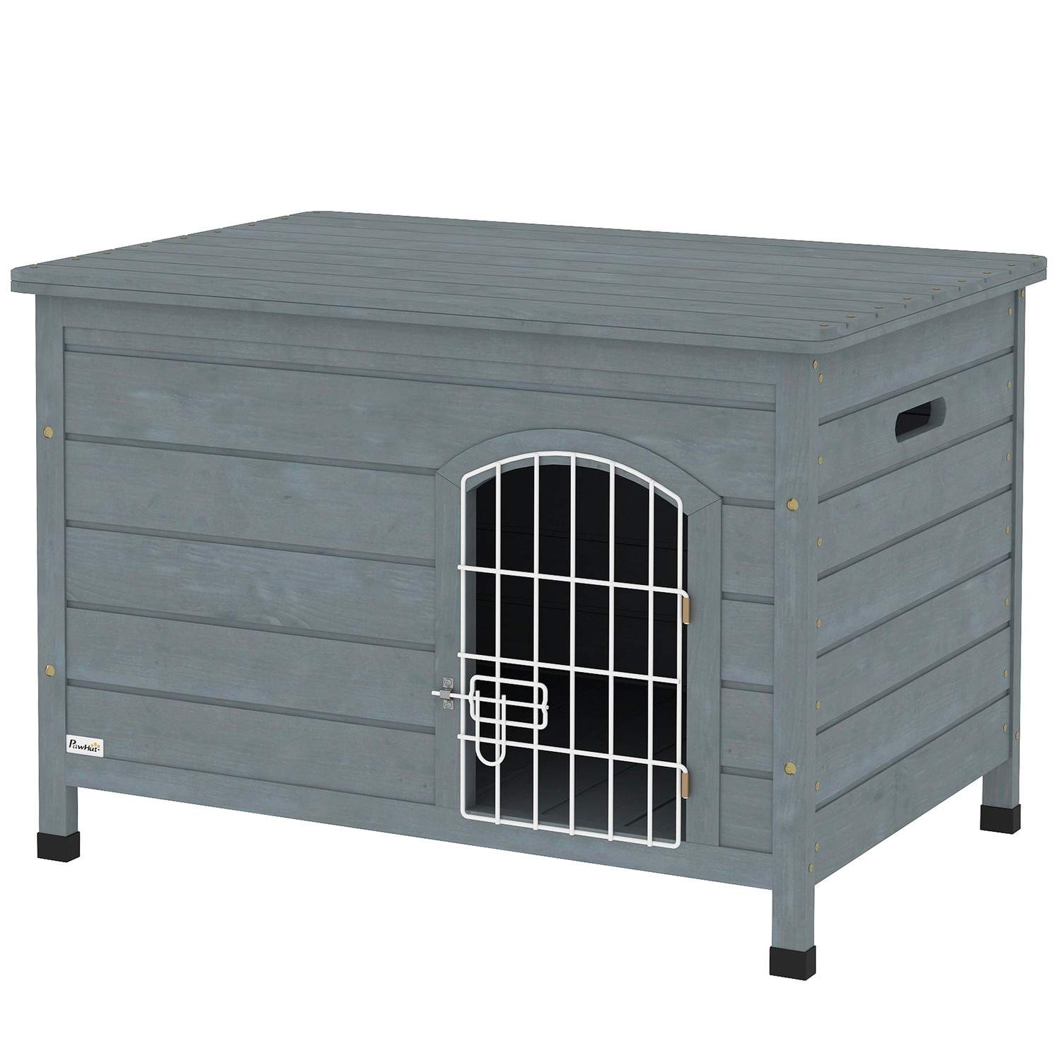 Hundekennel Hundehus med dør Hundekasse Mesh Box Transportbur til katte Kaniner Udendørs Vandtæt grågran 80 x 55 x 53,5 cm