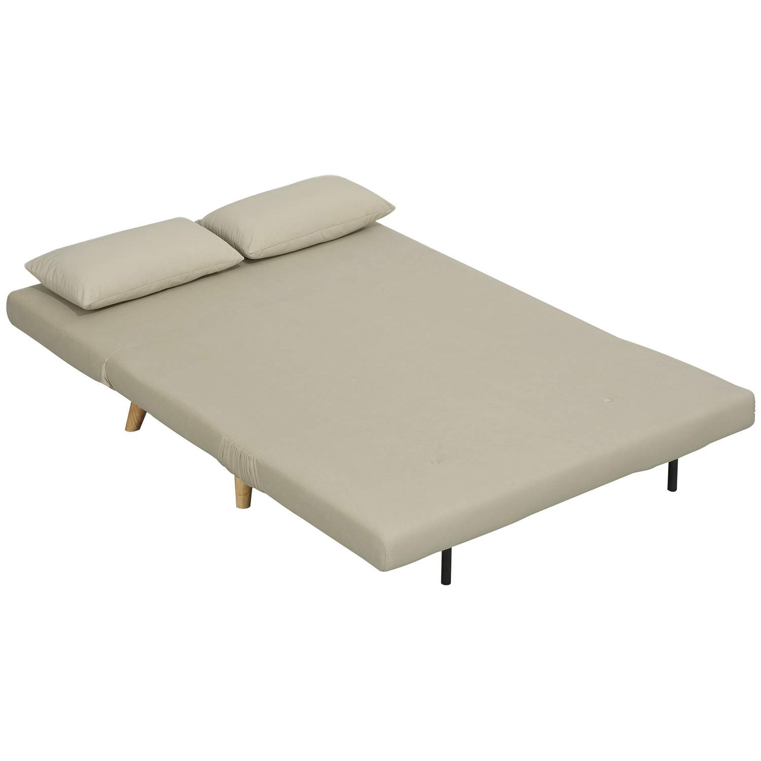 Sovesofa med sovefunktion 130 x 78 cm sofa med lændepude, fløjlslook, justerbart ryglæn til stue, soveværelse, beige
