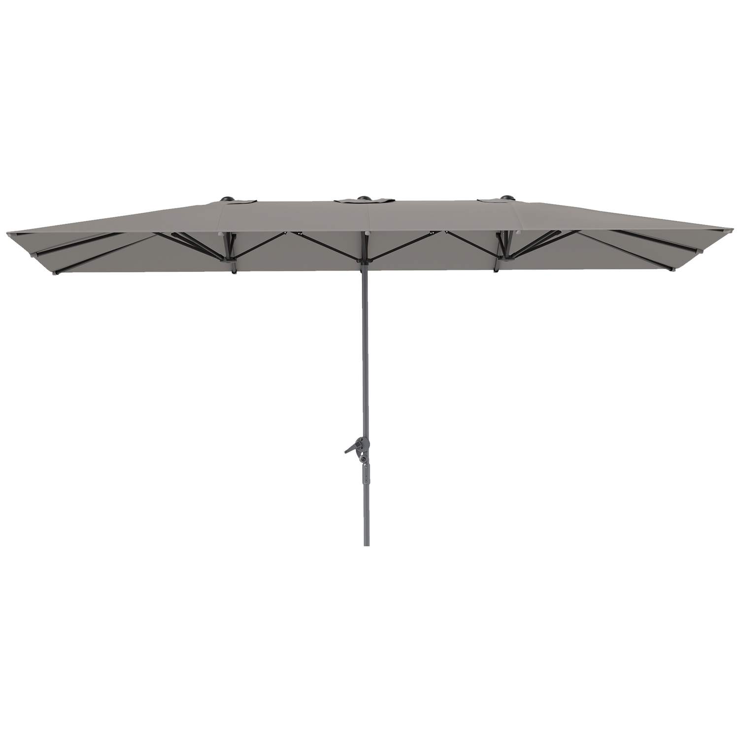 Dobbelt Parasol med håndsving 451 x 264 cm, UV Beskyttelse 50+ Parasol, Vindtæt Haveparasol Balkonparaply Aluminium Market Parap