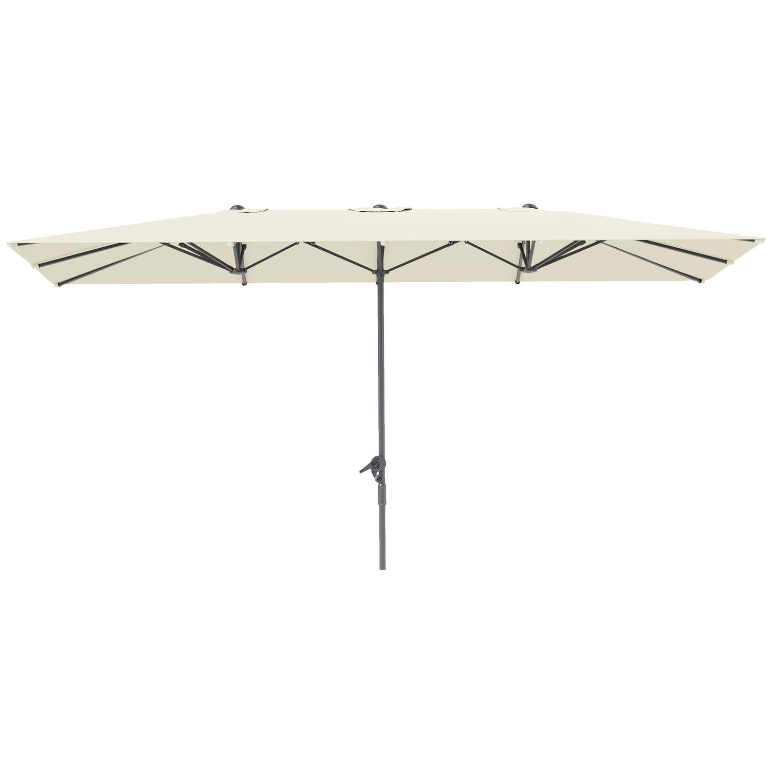 Dobbelt parasol med håndsving 451 x 264 cm, UV-beskyttelse 50+ Parasol, Vindtæt haveparaply Balkonparaply Aluminium Market Parap
