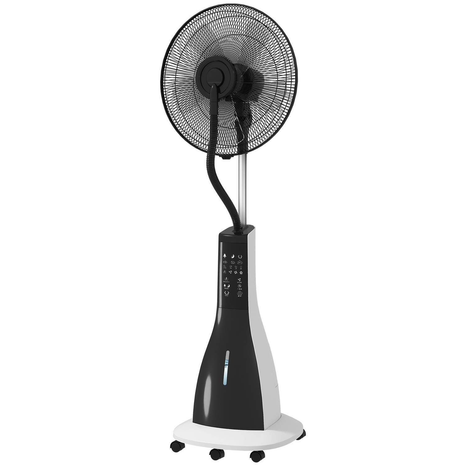 Vandkøler Ventilator Stand Fan med Spray Mist Fjernbetjening Timer Oscillerende 3 Niveauer 3L Vandtank 90W Vand Fan med Hjul 125