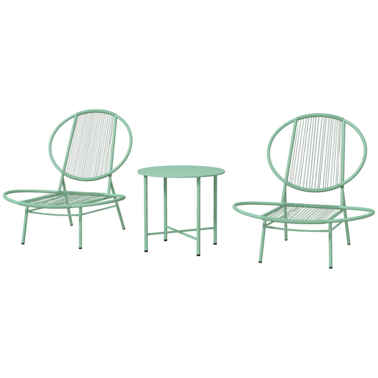 3-delt bistrosæt af stål, vejrbestandigt havemøbelsæt med bistrobord, ergonomiske skalformede havestole, udendørs altanmøbelsæt,