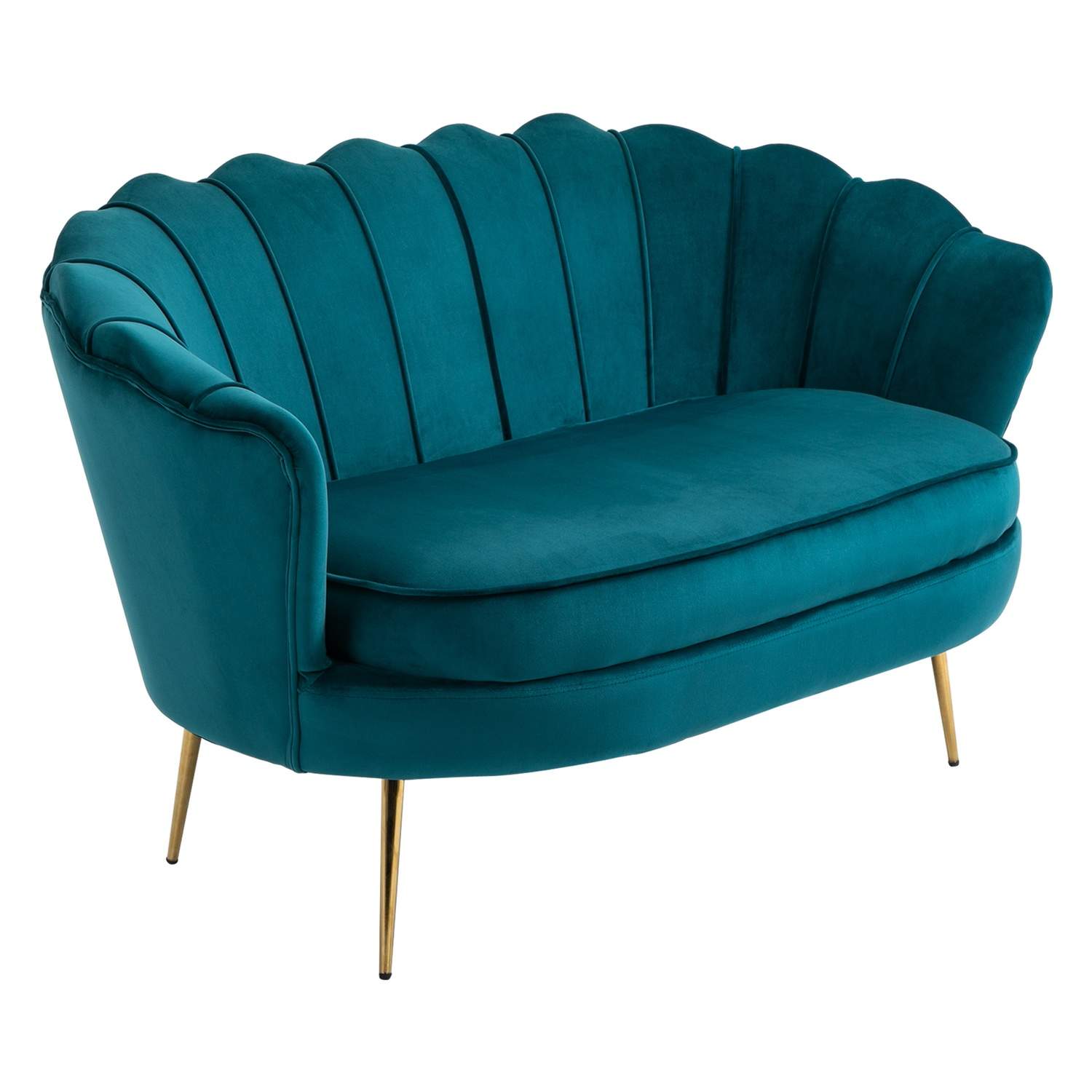 Sofa 2 pers. sofa med armlæn Tykt polstret polstret sofa Moderne dobbeltsofa med fløjlslook til stue Soveværelse 130 x 77 x 77 c