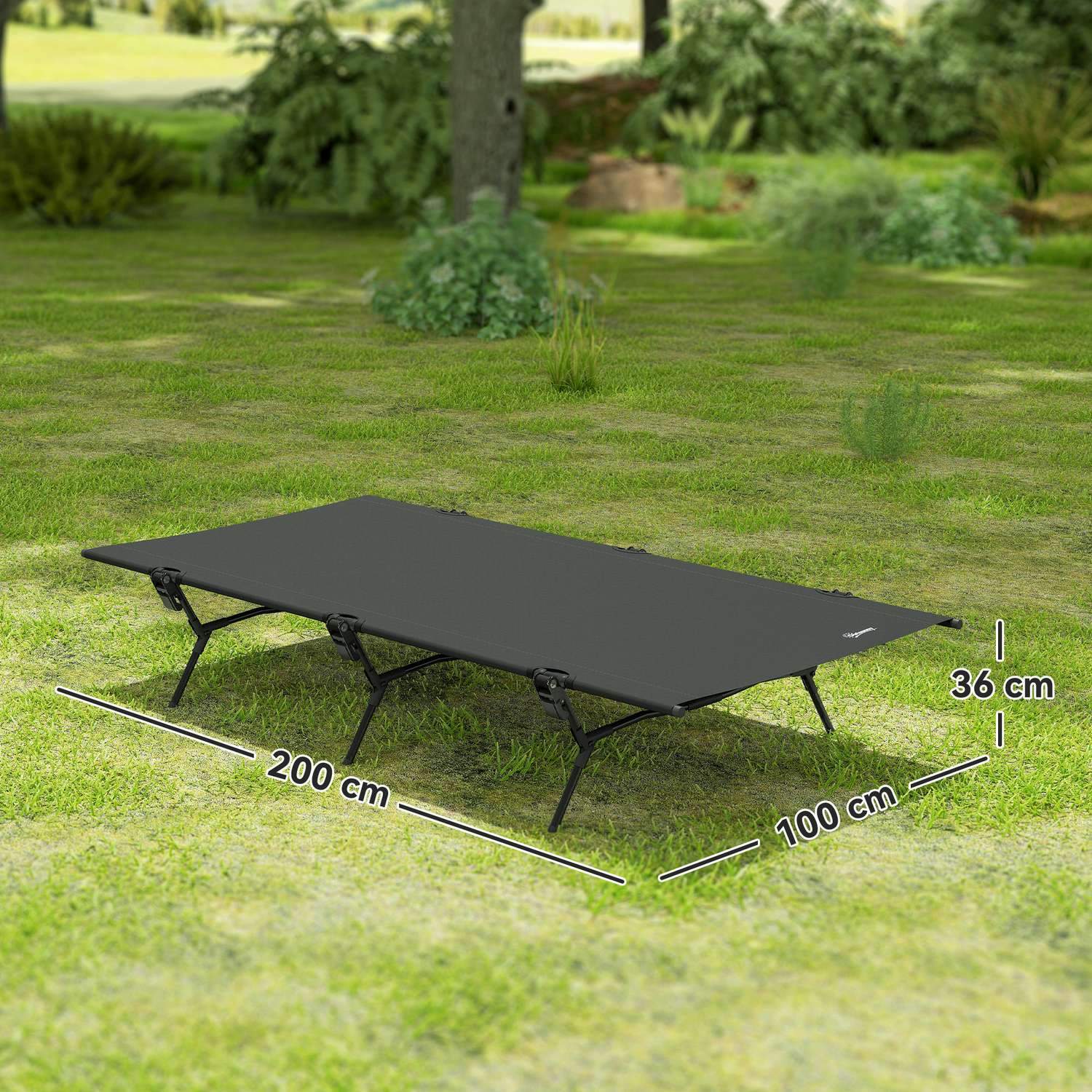 Feltseng, foldbar campingseng med bæretaske, 200 x 100 x 36 cm, gæsteseng op til 120 kg, ekstra bred campingseng til voksne, kla