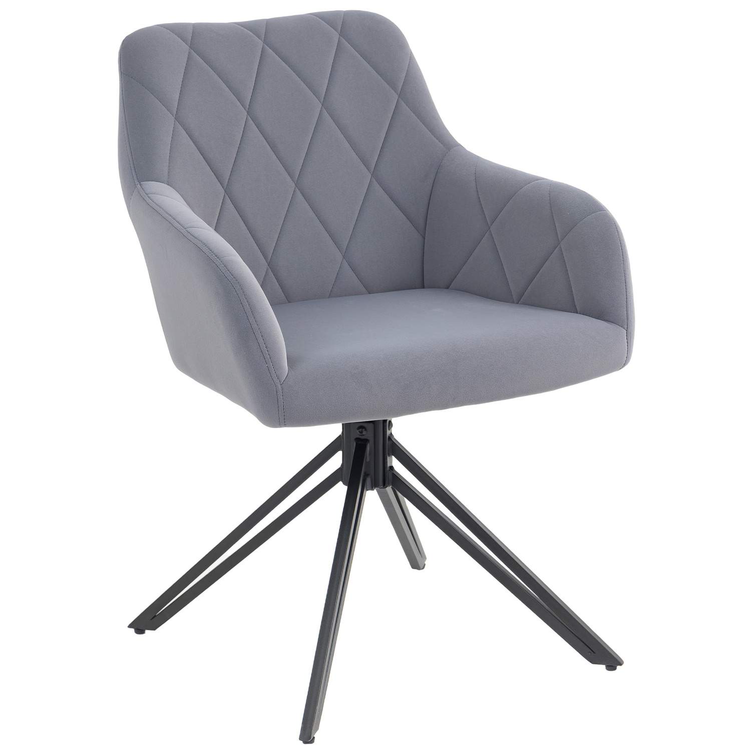 Spisestuestol polstret stol med armlæn køkkenstol stuestol fløjlslook retro design stålgrå 58 x 60,5 x 79 cm Aosom