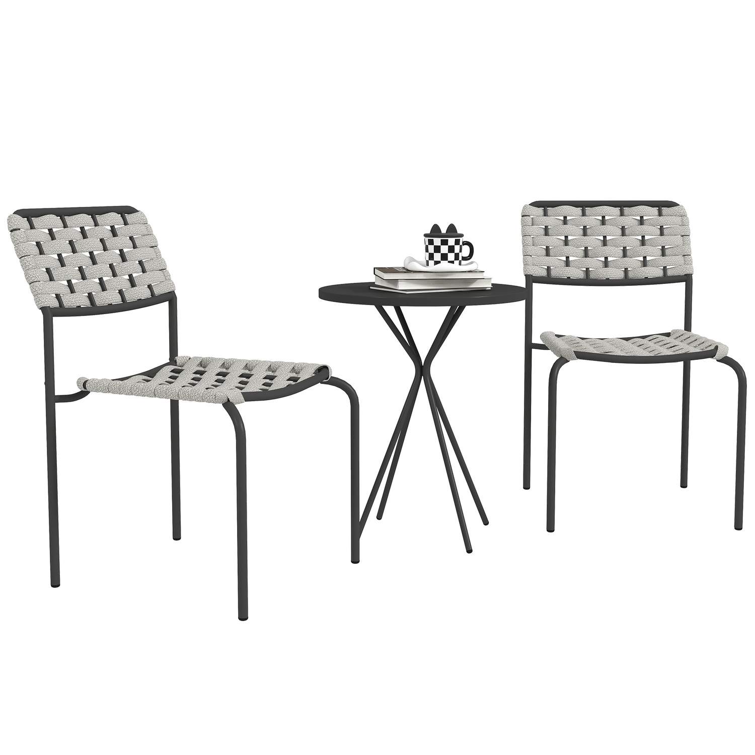 Trädgårdsmöbelset i polyrattan, utelounge balkongmöbler för 2 personer, 3-delad sittgrupp med 2 stapelbara stolar, bord, väderbe | Hem & Hobby - Hem & Hushåll - Kök - Servering | Pryloteket