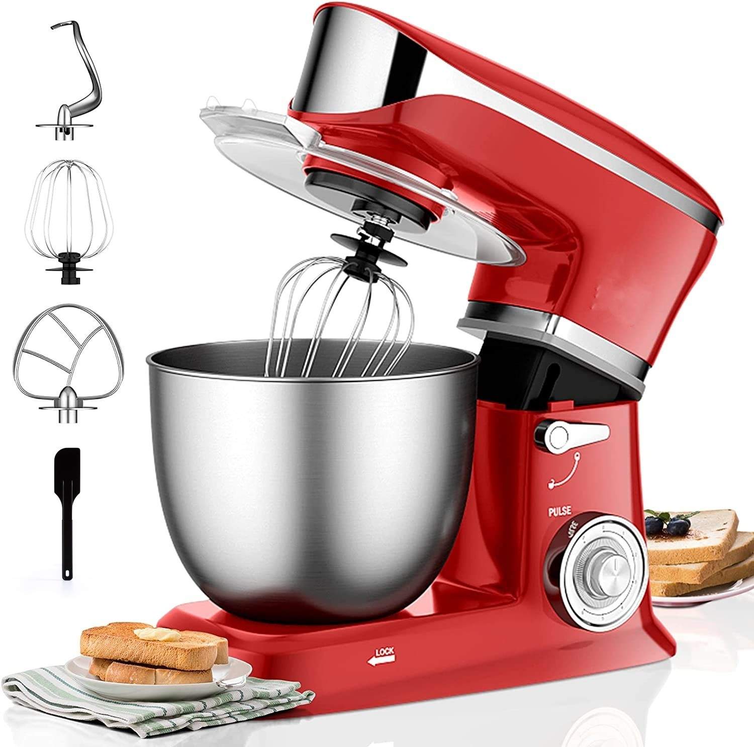 Royalty Line PKM-1900.7: Stand Mixer- 1900W Rød